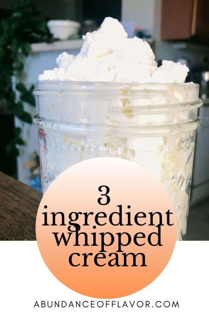 3 ingredient whipped cream pin image