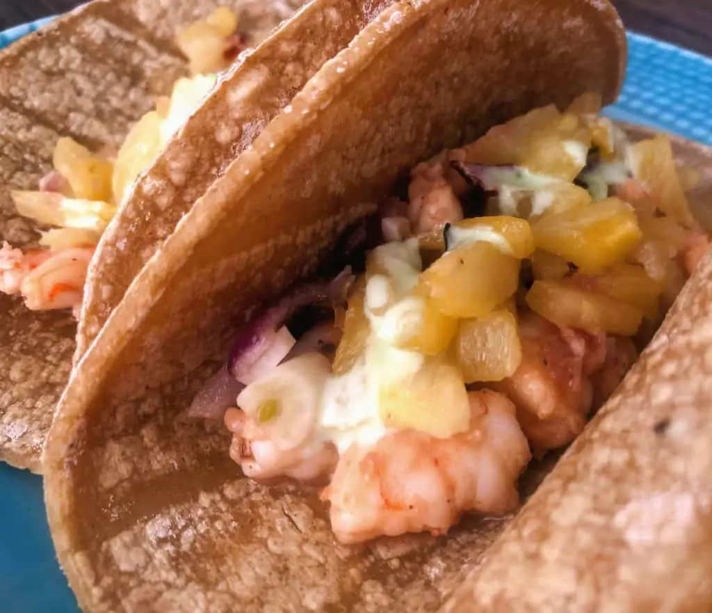 sheet pan pineapple shrimp tacos