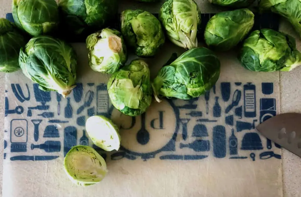 cut brussel sprouts