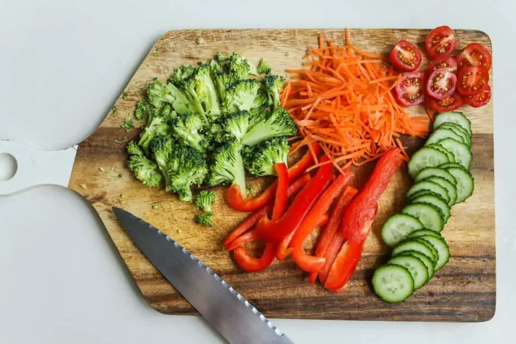 kitchen knife chopped vegetables