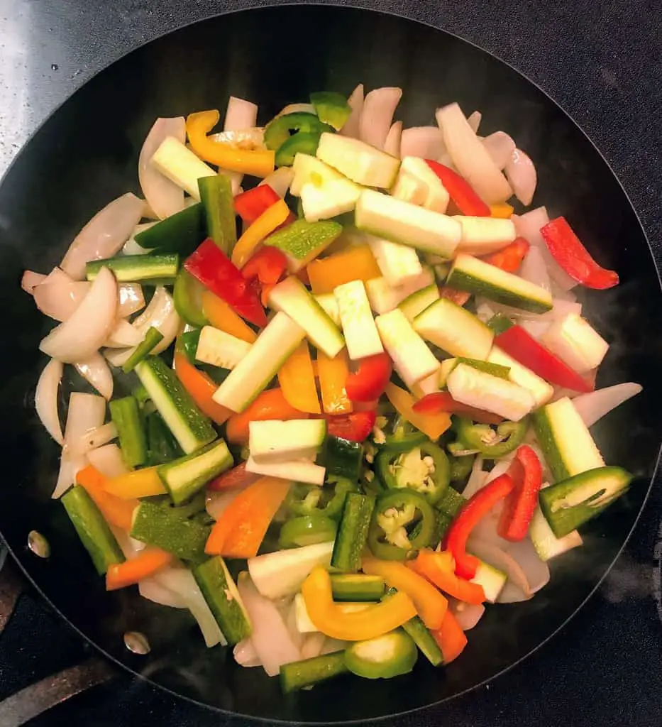 chopped vegetables saute