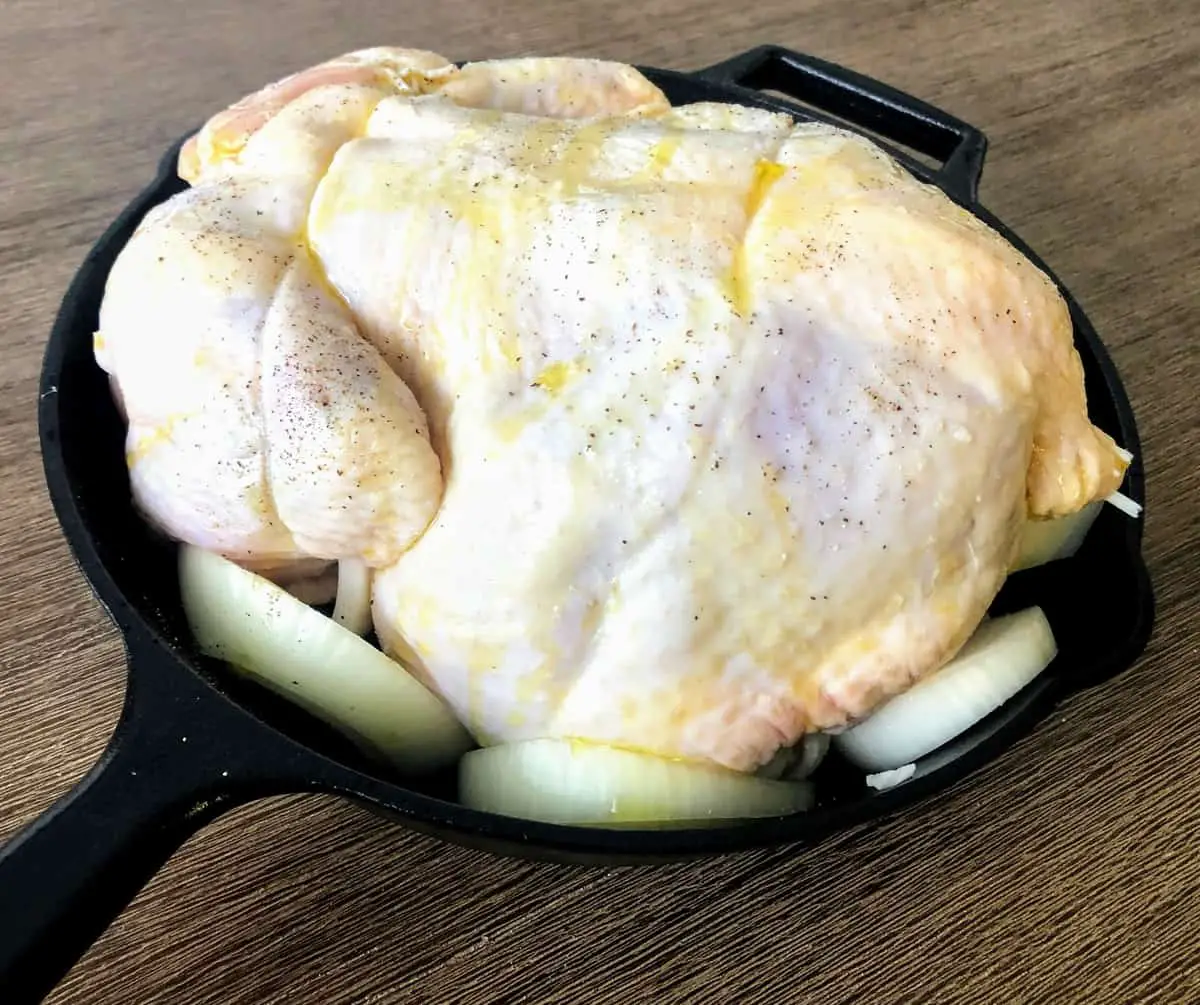 whole roasted chicken upside down