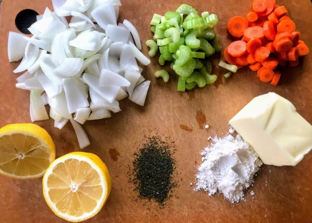 chopped veggies for soup