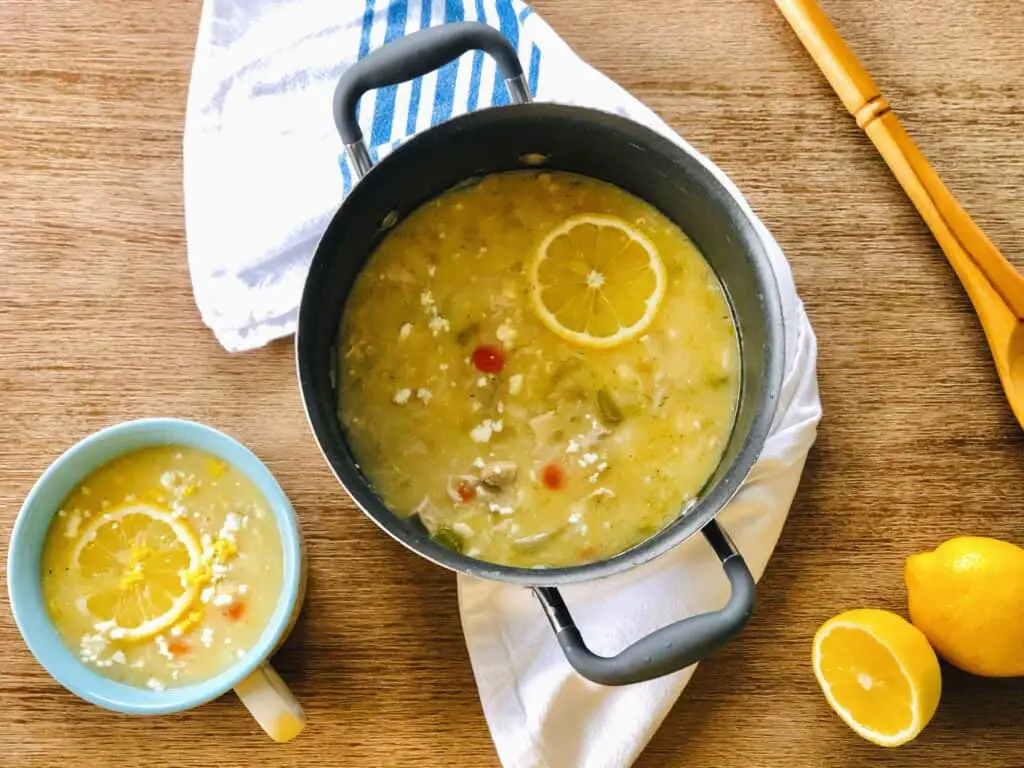 Greek Lemon Chicken Soup Eggless Avgolemono Abundance Of Flavor