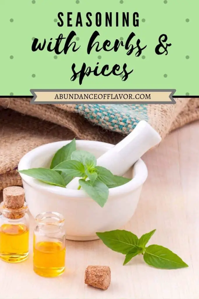 seasoning with herbs and spices pin