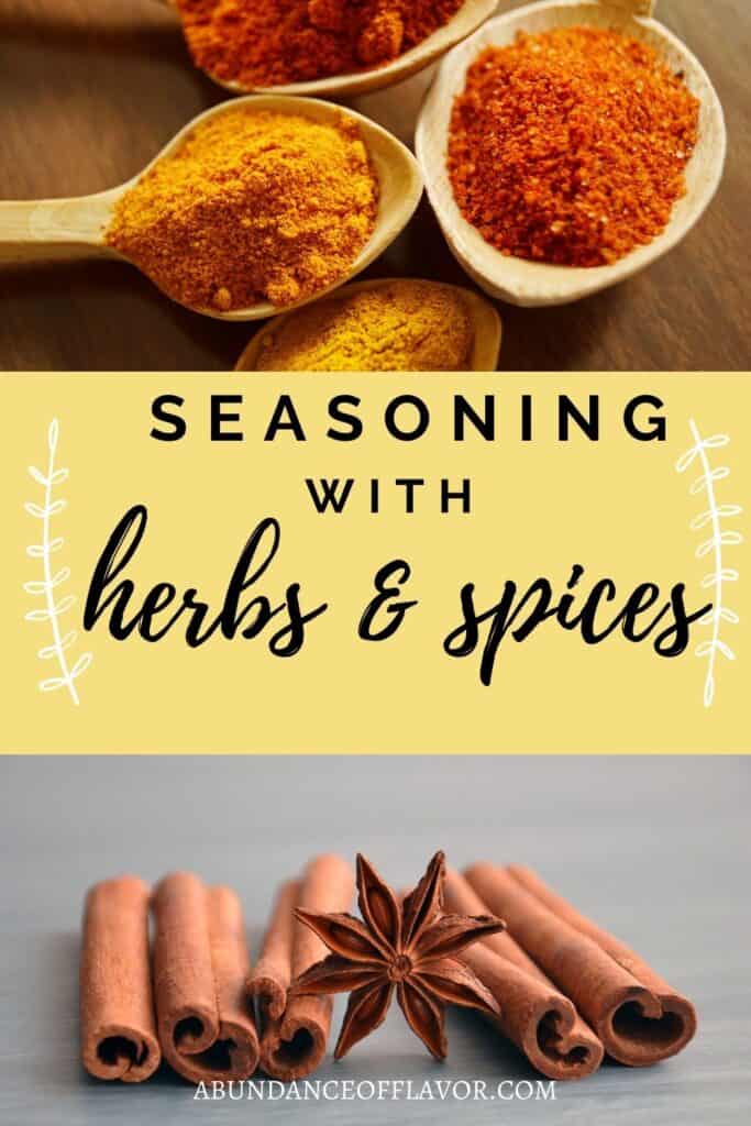 seasoning with herbs and spices pin