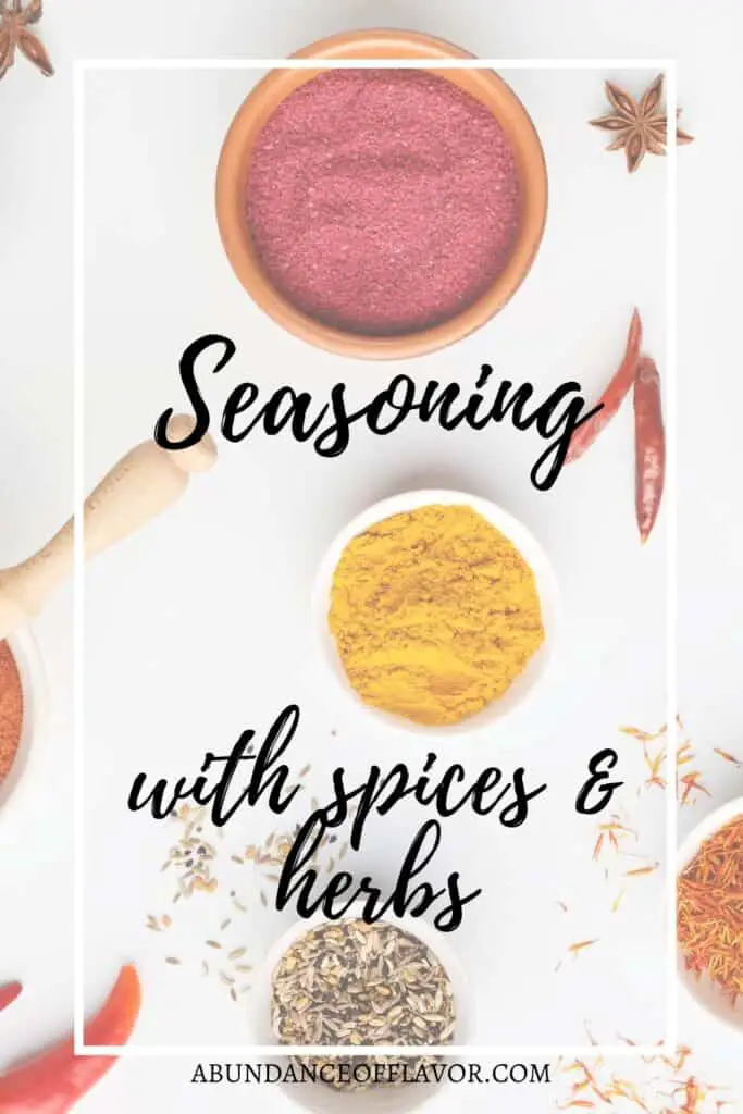 seasoning with herbs and spices pin