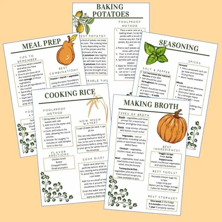 basic cooking skills worksheets