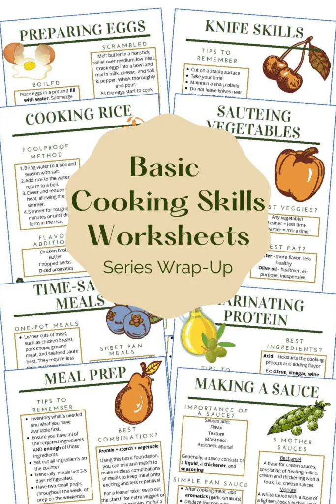 basic cooking skills worksheets