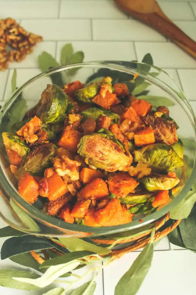 maple butternut squash and brussels sprouts