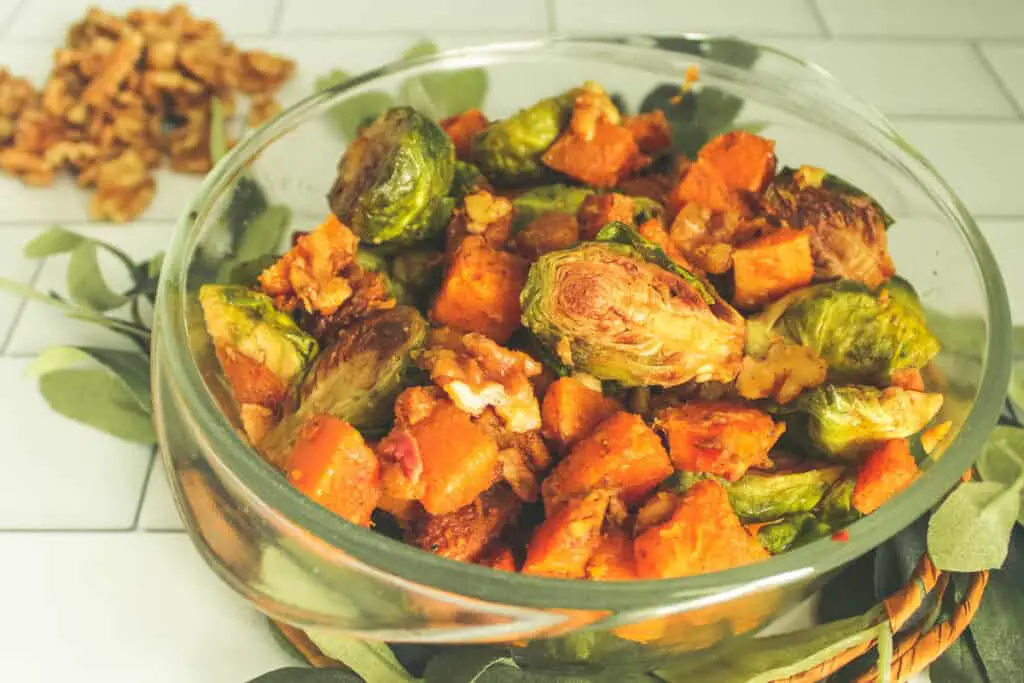 maple butternut squash and brussels sprouts