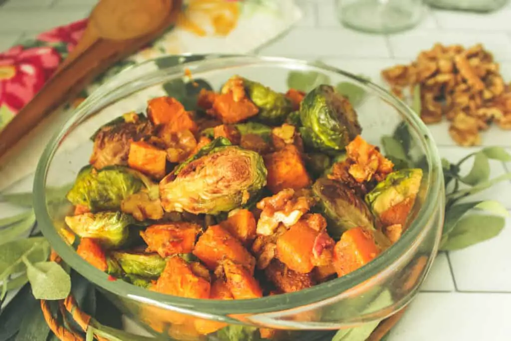 maple butternut squash and brussels sprouts