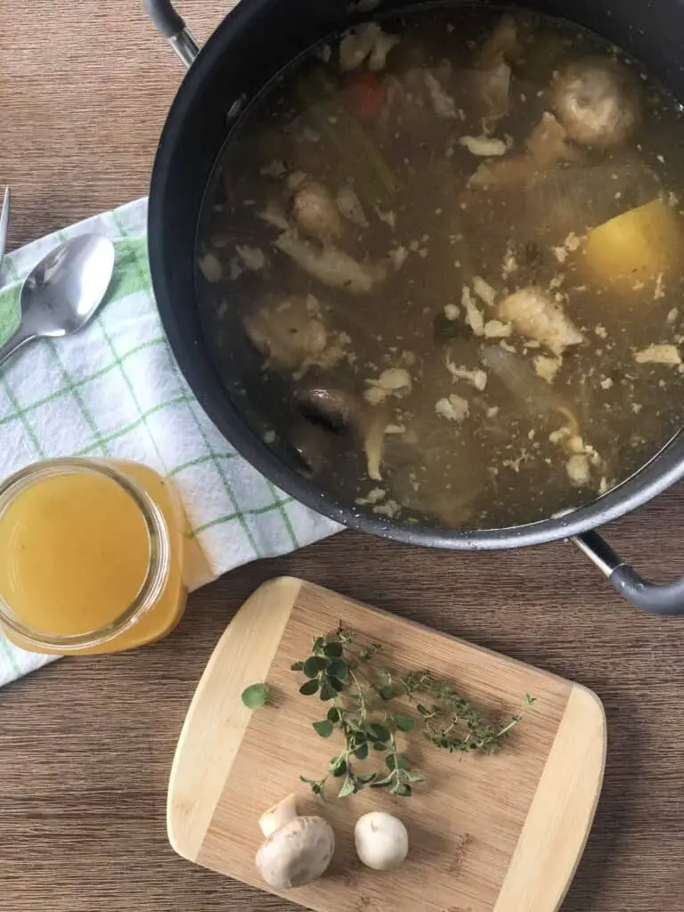 How to make Homemade Chicken Stock from Freezer Scraps - Bowl of Delicious